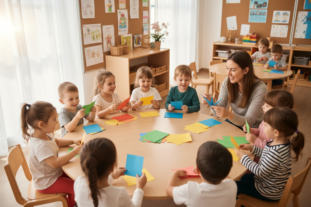 Papier Origami : Activité en groupe à la maternelle