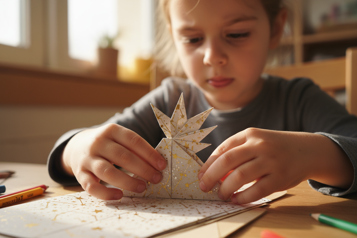 Papier Origami, jeu éducatif, favorise le développement de la motricité fine