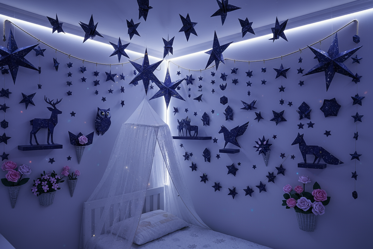 Des papiers origami pour les décorations féeriques