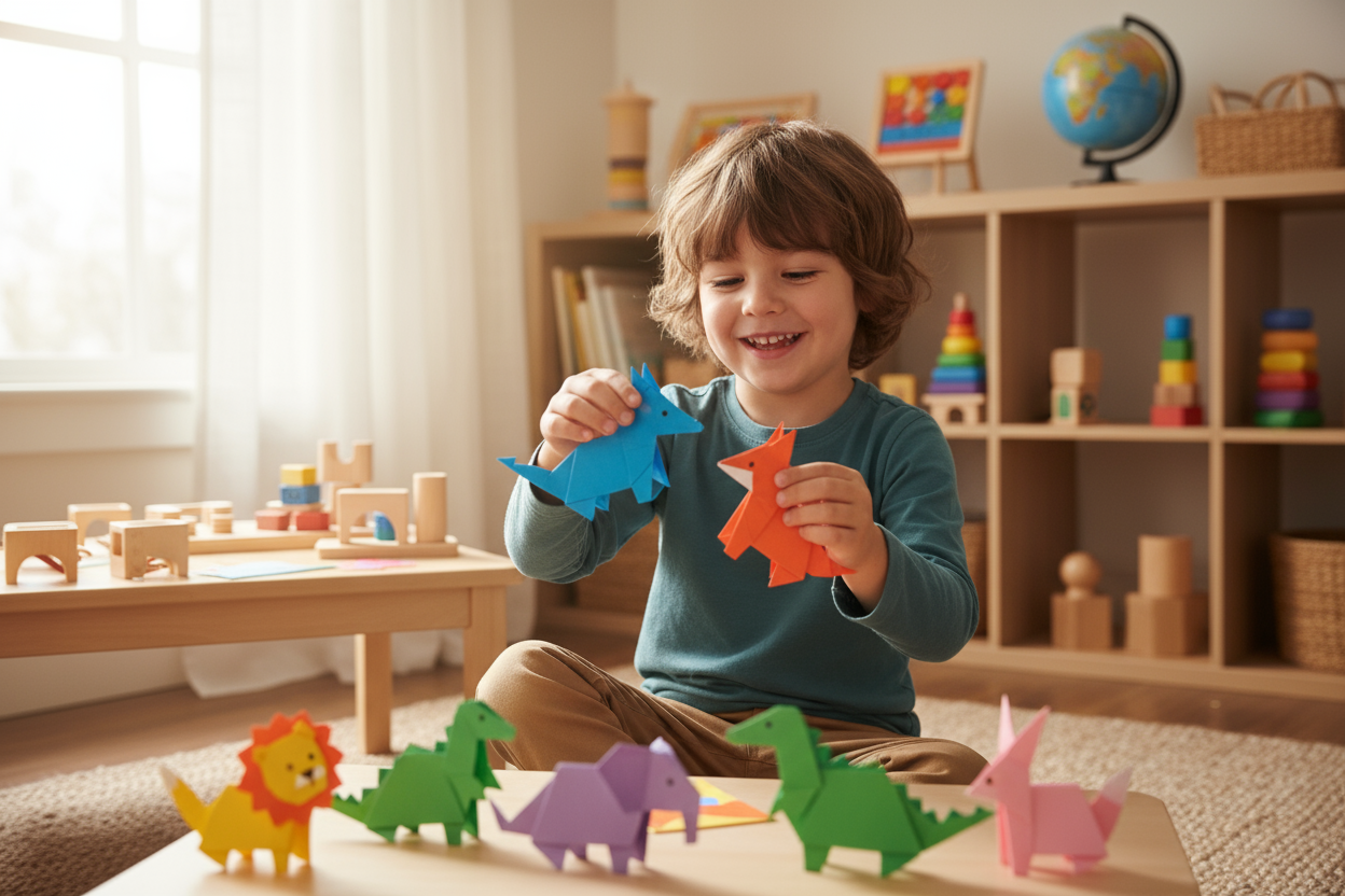 Jeu créatif avec origamis animaux