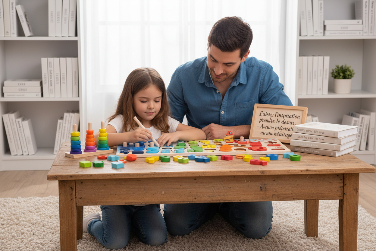 Parent et enfant moment créatif planche magnétique sans désordre