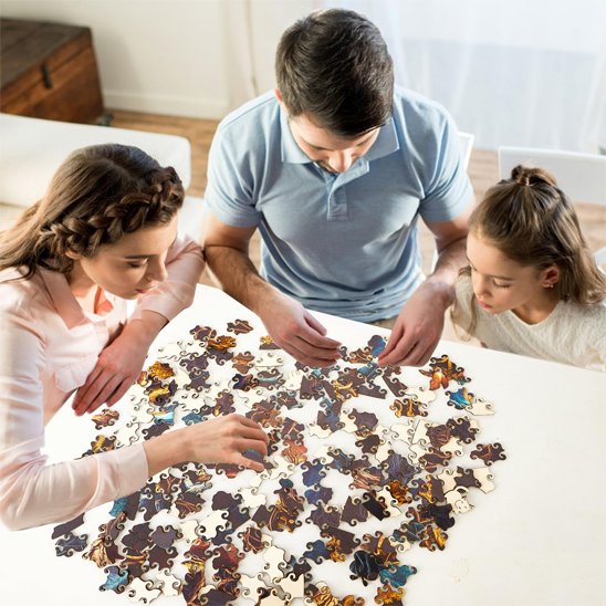 Détail puzzle chat coloré 1000 pièces - Qualité premium