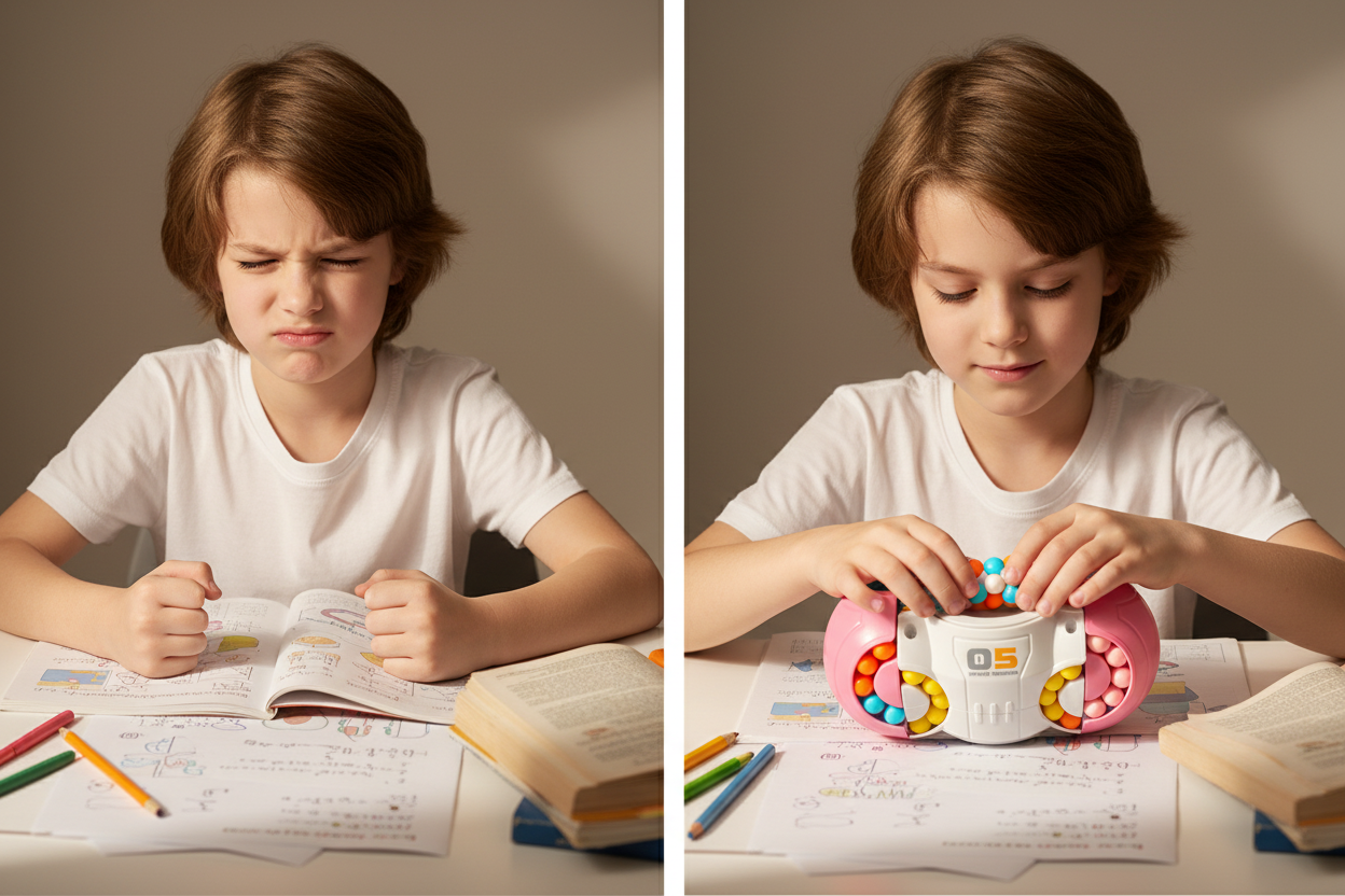 Enfant gérant ses émotions pendant les devoirs