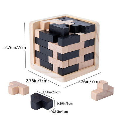 Puzzle en Bois 3D, Blocs Tetris en forme cube