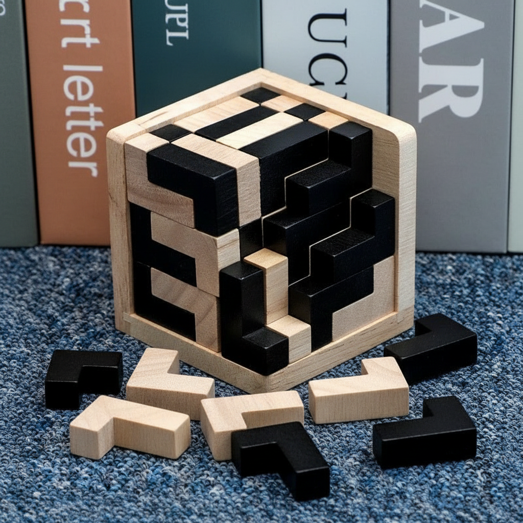 Puzzle en Bois 3D Blocs Tetris, Casse-Tête Montessori - Pensée Spatiale 5+