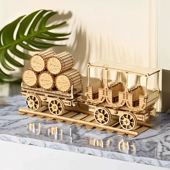 Puzzle 3D, Train à Vapeur Rétro Mobile, jeu éducatif qui développe la motricité de l'enfant. 