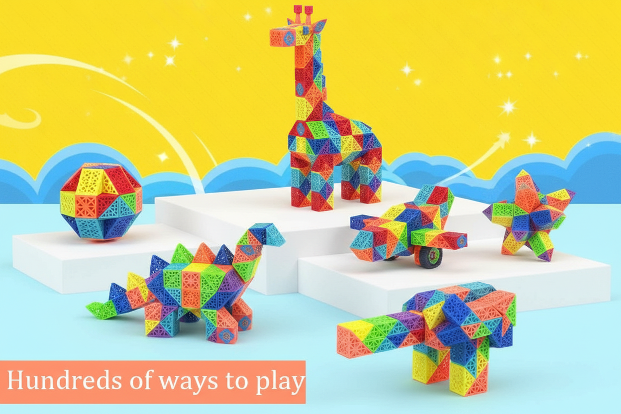 Créations d'animaux et objets avec le cube serpent arc-en-ciel