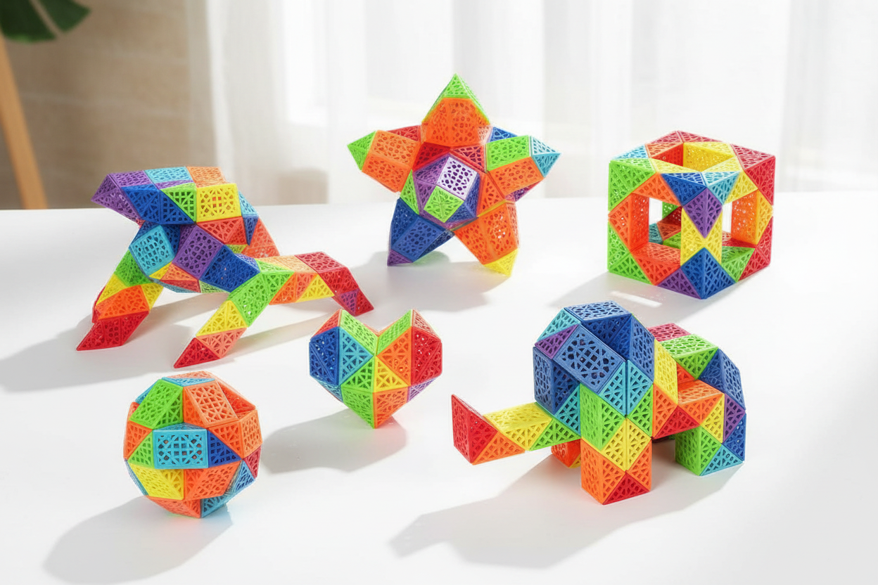 Formes géométriques 3D variées créées avec le serpent magique Sengso