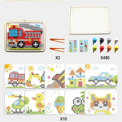 Jeu de Plateau à Picots Pour Enfants – 480 Chevilles Colorées Mosaïque Pixel Art 4-14 ans