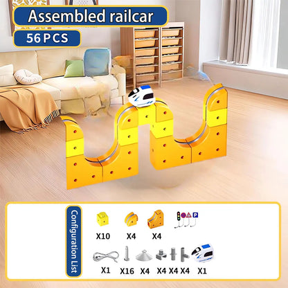 Circuit Voiture Magnétique Puzzle Cube 100 Pièces – Kit STEM Train Électrique Enfant