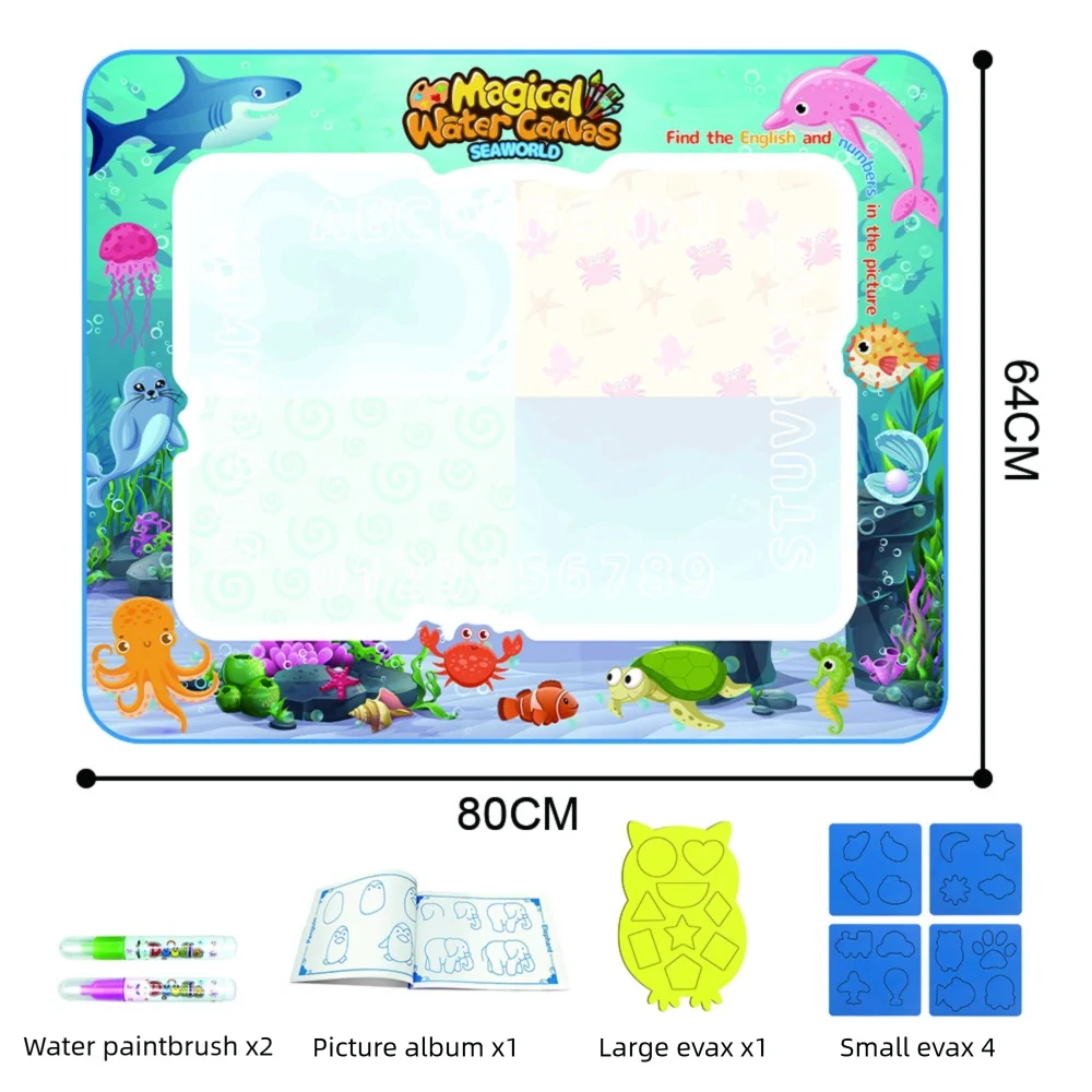 Jouet dessin – Tapis Magique à l’Eau Réutilisable | 3 Tailles | 4 Thèmes | Sans Tache | CE 3-12 ans