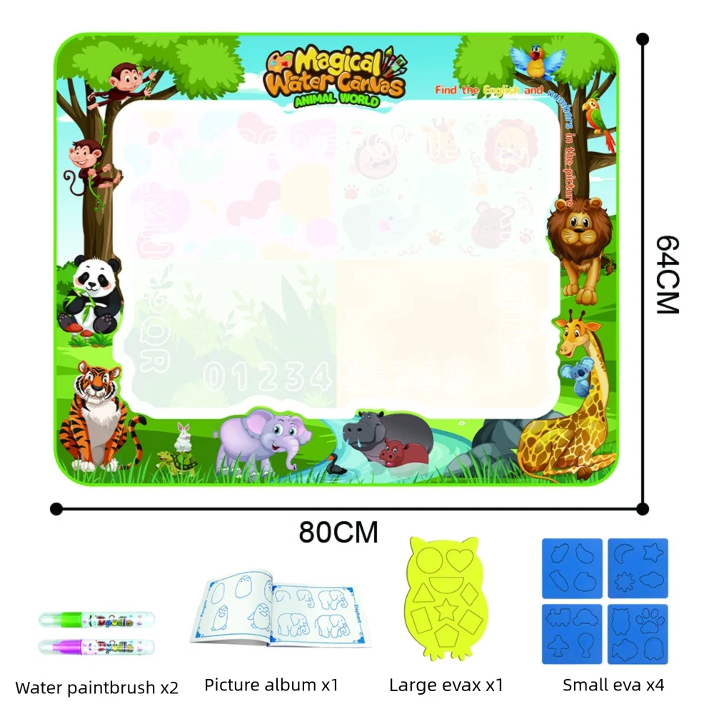 Jouet dessin – Tapis Magique à l’Eau Réutilisable | 3 Tailles | 4 Thèmes | Sans Tache | CE 3-12 ans