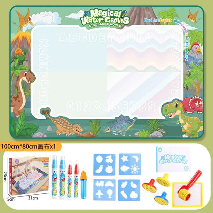 Tapis dessin à l’eau magique Montessori | 100×80 ou 80×60 cm | 18 Motifs | Dos Nylon | Zéro Tache | Réutilisable