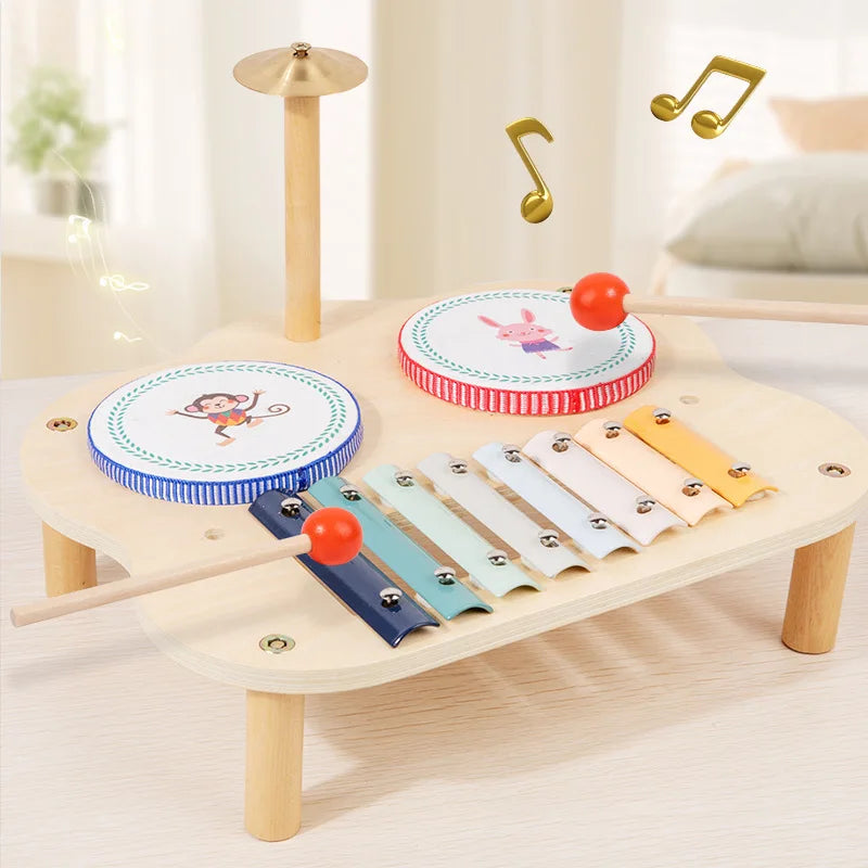 Xylophone Tambour Cloches Éoliennes Montessori | Ensemble Musical Enfant | 1-6 ans