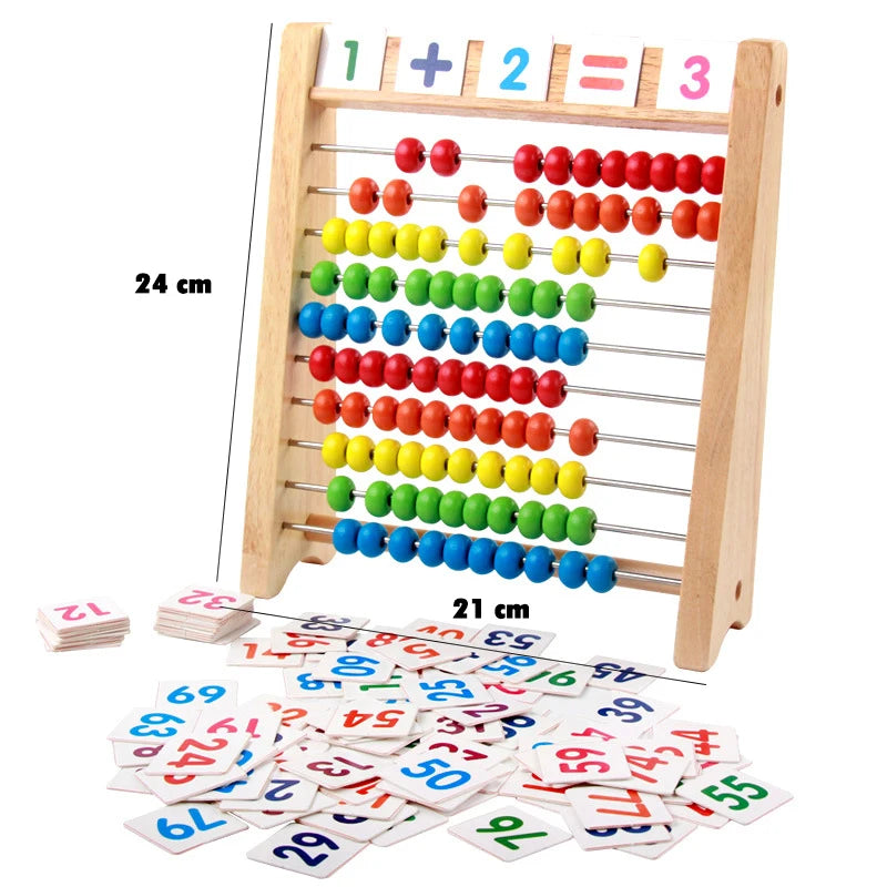 Boulier en Bois Enfant 3-12 ans | Jeux de Maths Montessori — 100 Perles + Horloge + Ardoise