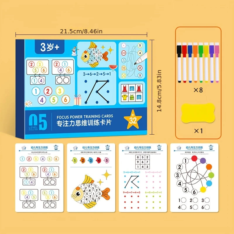 Jeu de Maths pour Enfants — Carte d’Activité Réutilisable & Effaçable, Dès 3 Ans