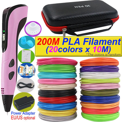 Jouet Pour Dessiner – Stylo d’Impression 3D Ados 14+ | Kit Complet PLA + Mallette | Écran LCD