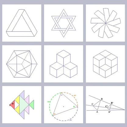 Règle de Dessin Rotative 360° Multifonctionnelle – Jouet Dessin Géométrie 14 Pièces 6-14 ans