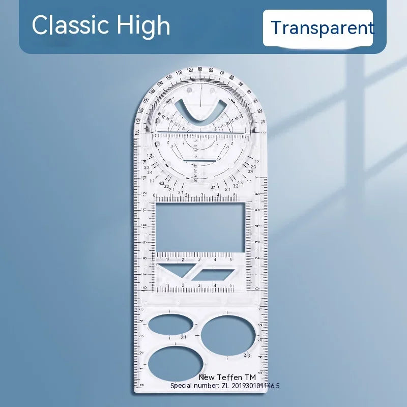 Règle de Dessin Rotative 360° Multifonctionnelle – Jouet Dessin Géométrie 14 Pièces 6-14 ans