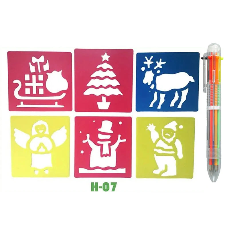 Jouet Pour Dessiner Enfants | Kit Pochoirs Lavables 5 Modèles Réutilisables