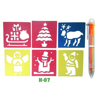 Jouet Pour Dessiner Enfants | Kit Pochoirs Lavables 5 Modèles Réutilisables