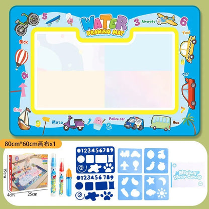 Tapis dessin à l’eau magique Montessori | 100×80 ou 80×60 cm | 18 Motifs | Dos Nylon | Zéro Tache | Réutilisable