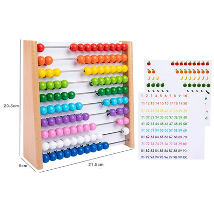 Boulier en Bois Enfant 3-12 ans | Jeux de Maths Montessori — 100 Perles + Horloge + Ardoise
