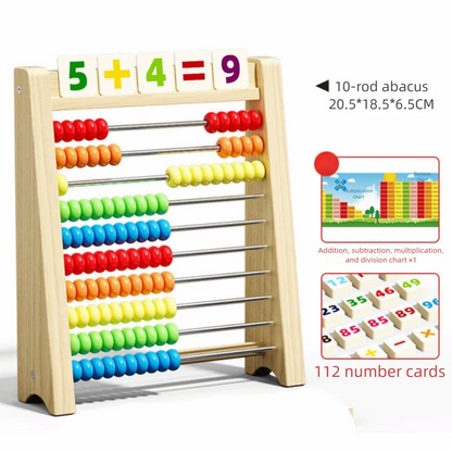 Boulier en Bois pour Enfants — Abaque Montessori, Perles de Calcul Colorées