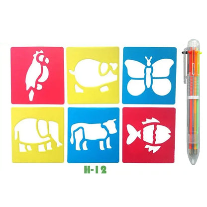 Jouet Pour Dessiner Enfants | Kit Pochoirs Lavables 5 Modèles Réutilisables