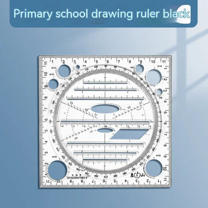 Règle de Dessin Rotative 360° Multifonctionnelle – Jouet Dessin Géométrie 14 Pièces 6-14 ans