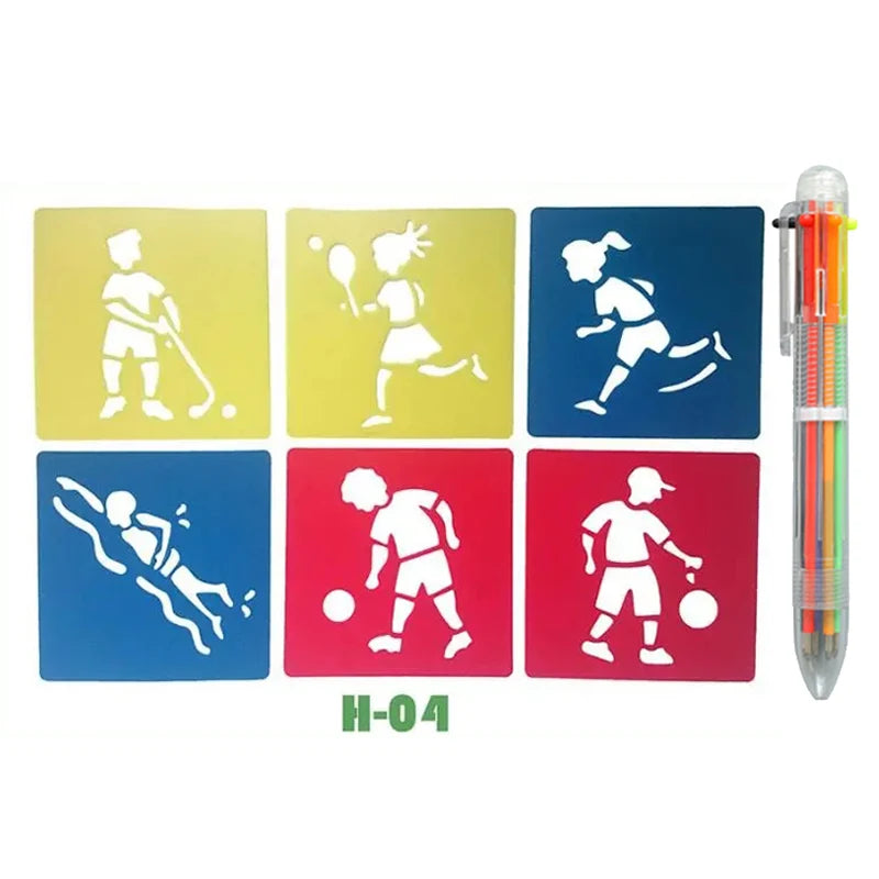 Jouet Pour Dessiner Enfants | Kit Pochoirs Lavables 5 Modèles Réutilisables