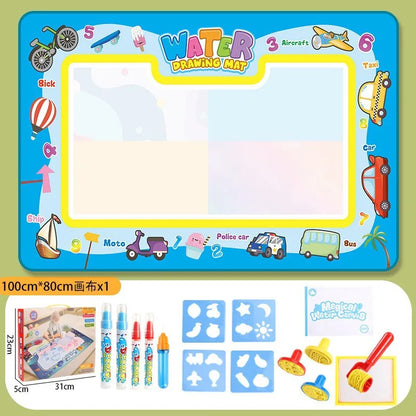Tapis dessin à l’eau magique Montessori | 100×80 ou 80×60 cm | 18 Motifs | Dos Nylon | Zéro Tache | Réutilisable