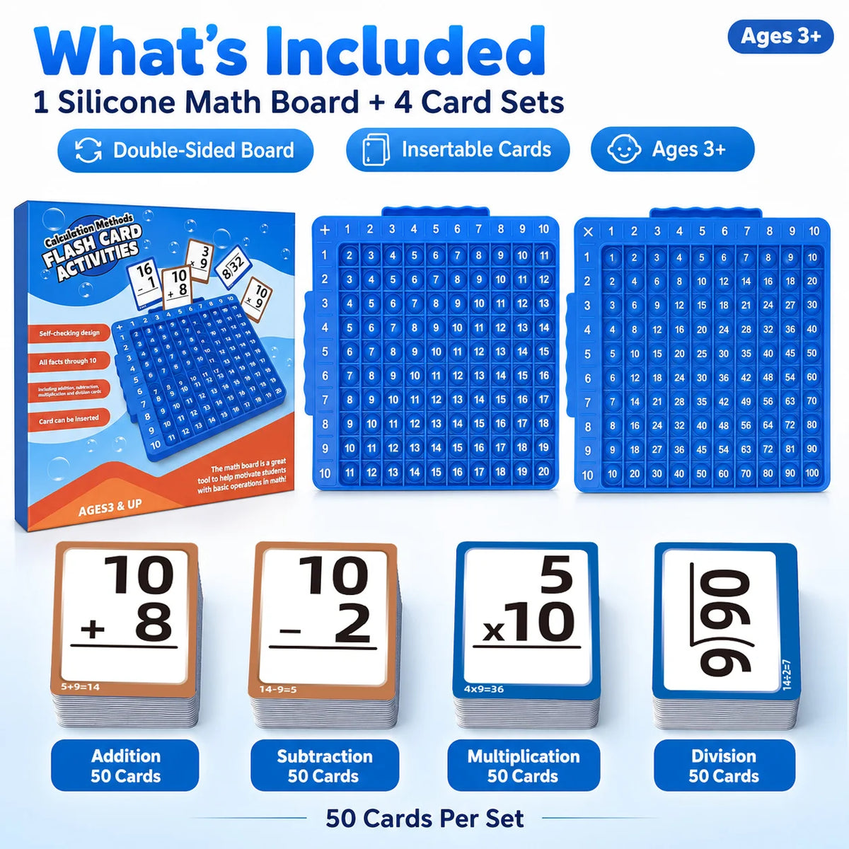 Jeu de Maths pour Enfants — Cartes Flash & Plateau, 4 Opérations, Dès 6 Ans