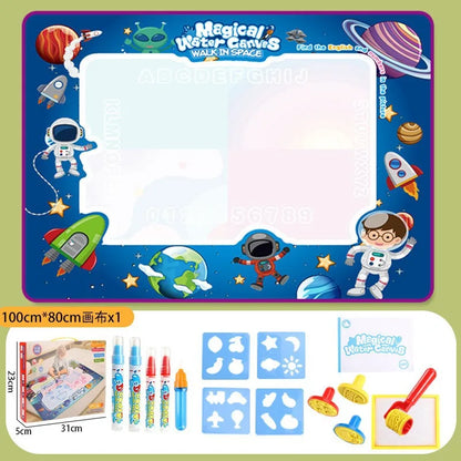 Tapis dessin à l’eau magique Montessori | 100×80 ou 80×60 cm | 18 Motifs | Dos Nylon | Zéro Tache | Réutilisable