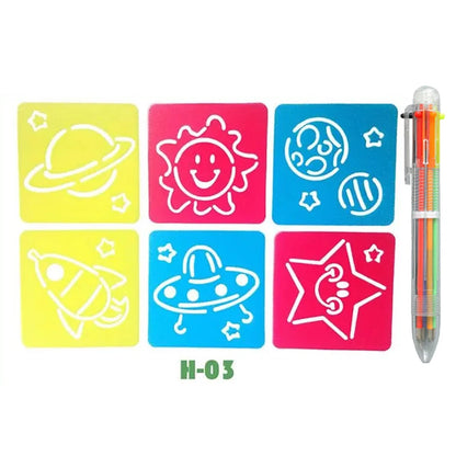 Jouet Pour Dessiner Enfants | Kit Pochoirs Lavables 5 Modèles Réutilisables
