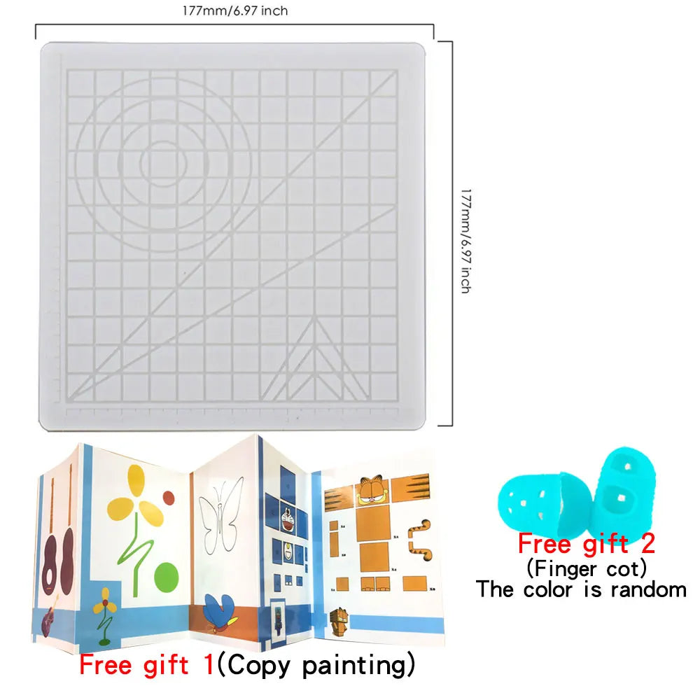 Jouet dessin – Tapis Silicone Stylo 3D | Gabarits Géométriques + 2 Protège-Doigts | 2 Tailles | 260°C