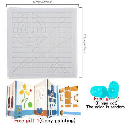 Jouet dessin – Tapis Silicone Stylo 3D | Gabarits Géométriques + 2 Protège-Doigts | 2 Tailles | 260°C