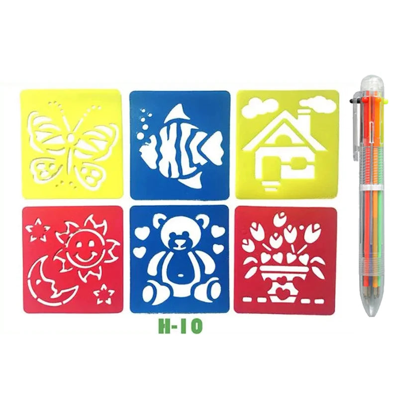 Jouet Pour Dessiner Enfants | Kit Pochoirs Lavables 5 Modèles Réutilisables
