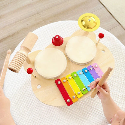 Xylophone Tambour Cloches Éoliennes Montessori | Ensemble Musical Enfant | 1-6 ans