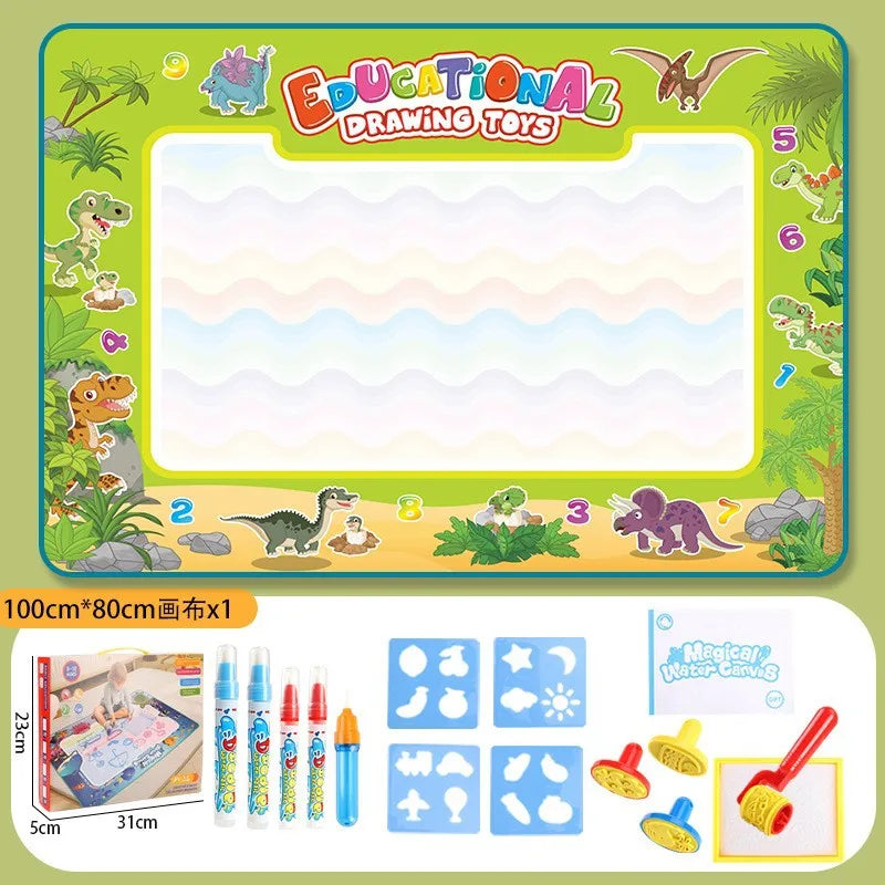 Tapis dessin à l’eau magique Montessori | 100×80 ou 80×60 cm | 18 Motifs | Dos Nylon | Zéro Tache | Réutilisable