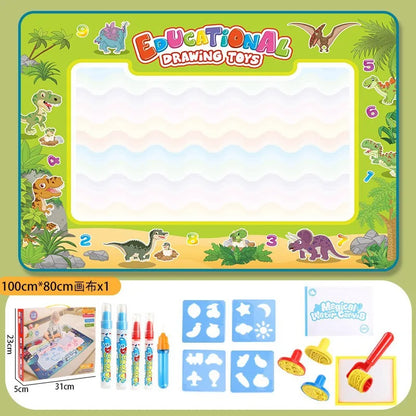Tapis dessin à l’eau magique Montessori | 100×80 ou 80×60 cm | 18 Motifs | Dos Nylon | Zéro Tache | Réutilisable