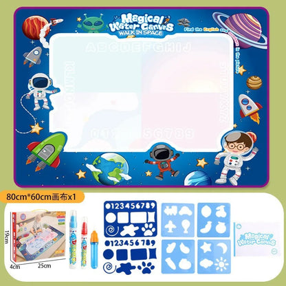 Tapis dessin à l’eau magique Montessori | 100×80 ou 80×60 cm | 18 Motifs | Dos Nylon | Zéro Tache | Réutilisable