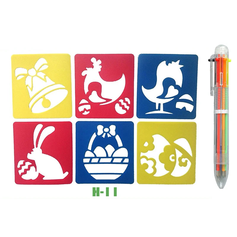 Jouet Pour Dessiner Enfants | Kit Pochoirs Lavables 5 Modèles Réutilisables