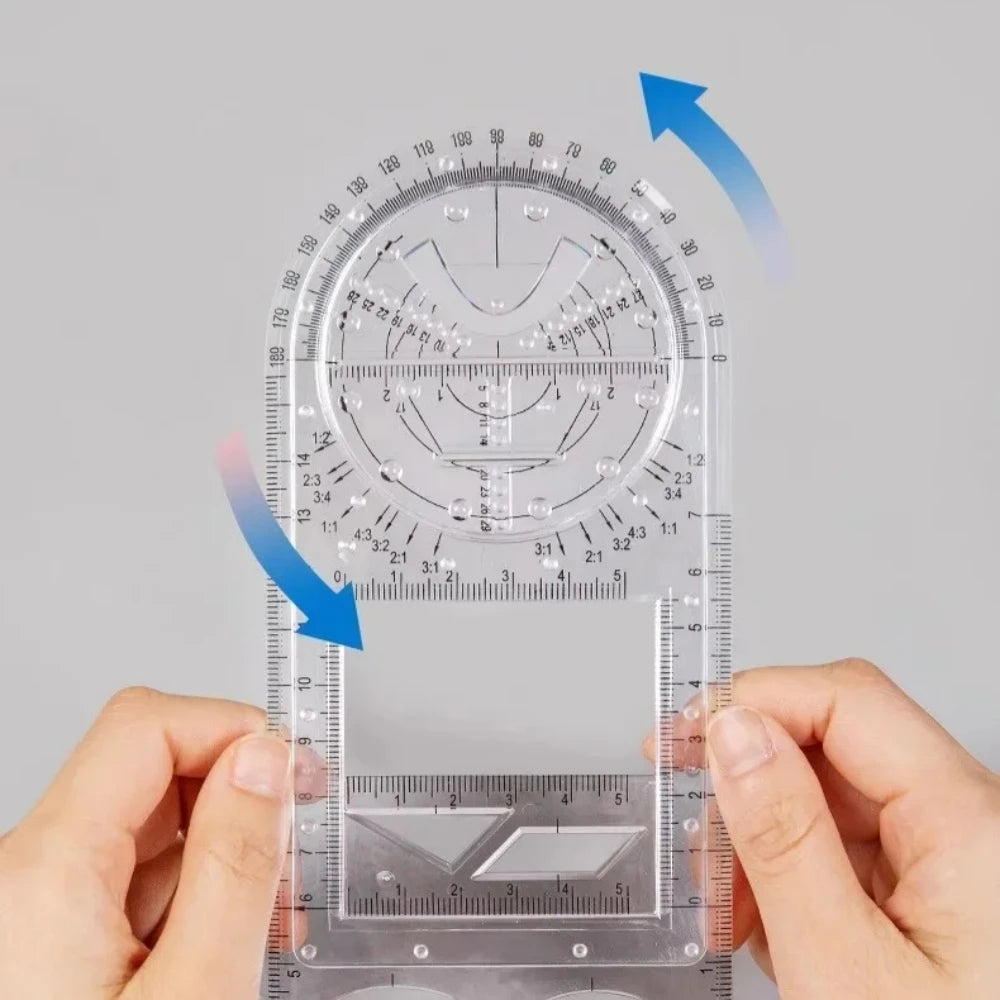 Règle de Dessin Rotative 360° Multifonctionnelle – Jouet Dessin Géométrie 14 Pièces 6-14 ans