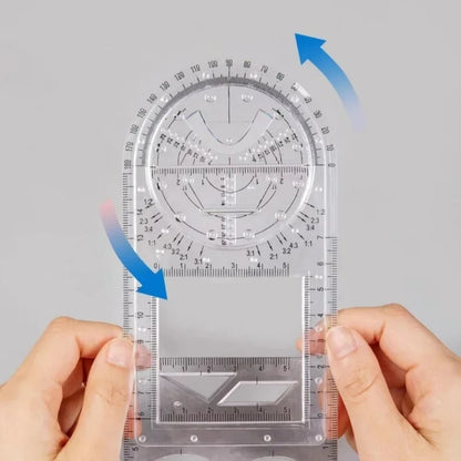 Règle de Dessin Rotative 360° Multifonctionnelle – Jouet Dessin Géométrie 14 Pièces 6-14 ans