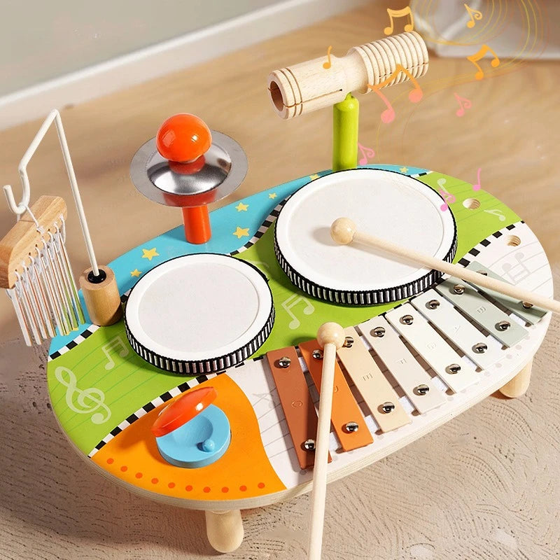 Xylophone Tambour Cloches Éoliennes Montessori | Ensemble Musical Enfant | 1-6 ans
