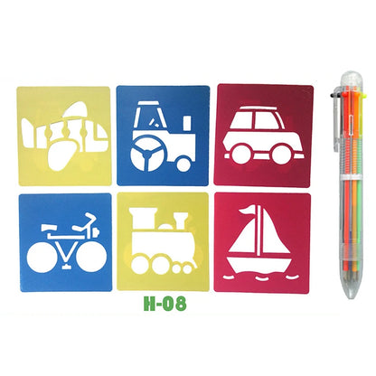 Jouet Pour Dessiner Enfants | Kit Pochoirs Lavables 5 Modèles Réutilisables