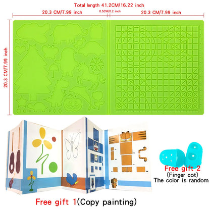 Jouet dessin – Tapis Silicone Stylo 3D | Gabarits Géométriques + 2 Protège-Doigts | 2 Tailles | 260°C