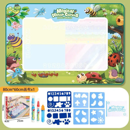 Tapis dessin à l’eau magique Montessori | 100×80 ou 80×60 cm | 18 Motifs | Dos Nylon | Zéro Tache | Réutilisable