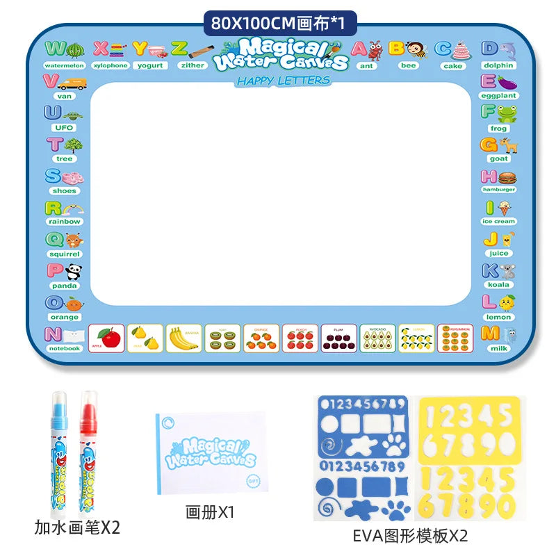 Tapis dessin peinture à l’eau pour enfants | Réutilisable | 100×80 ou 150×100 cm | Zéro Tache | 3-7 ans